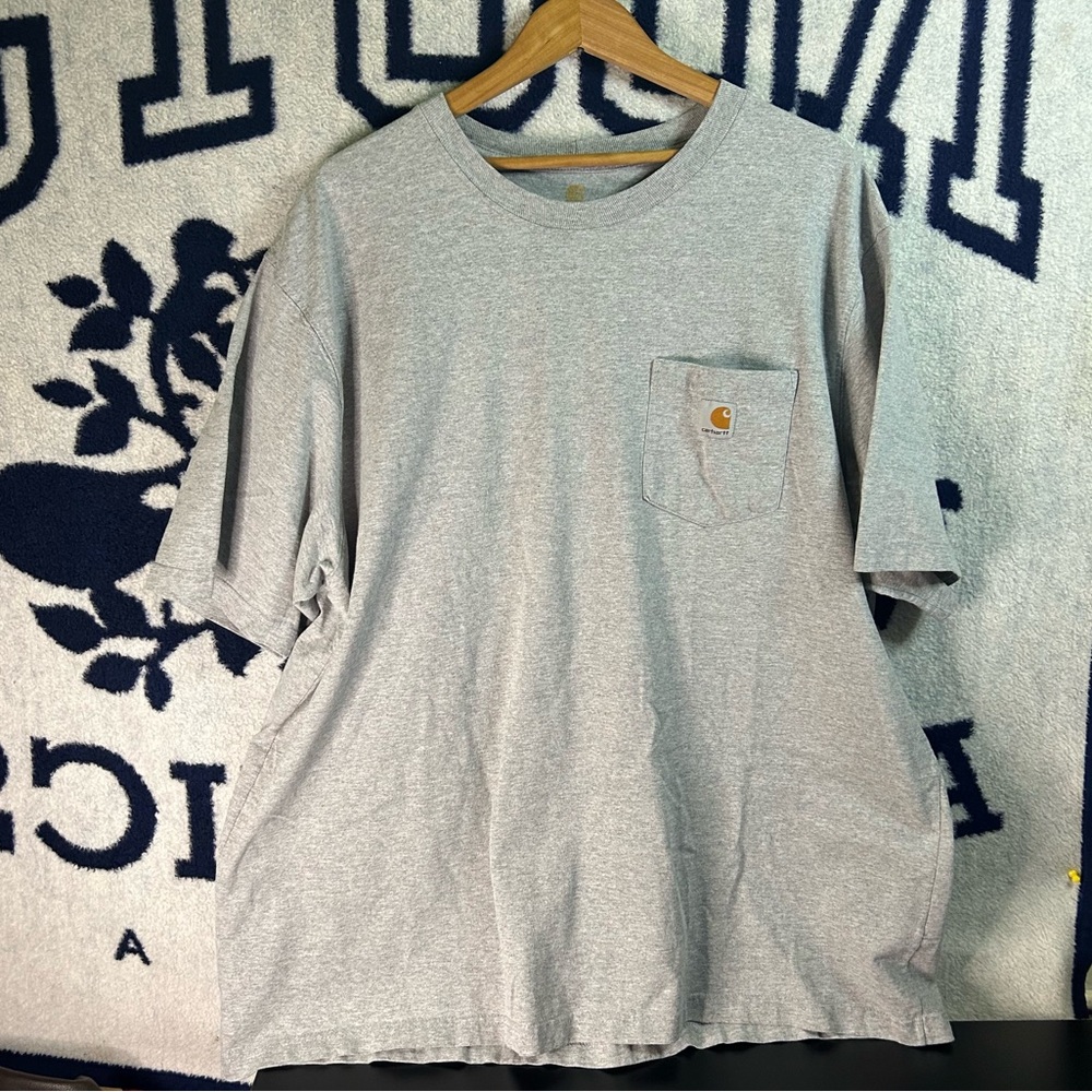 Carhartt Pocket Mens Grey T-Shirt Size XXL 2XL Workwear Oversized